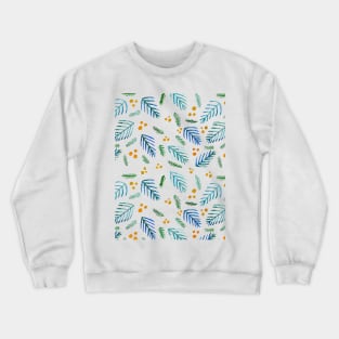 Christmas tree branches and berries - blue and orange Crewneck Sweatshirt